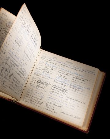 Lot #8431 National Air and Space Museum Signed Guestbook with Lindbergh, Aldrin, Collins, Irwin, Cernan, Sagan, and Roddenberry - Image 1