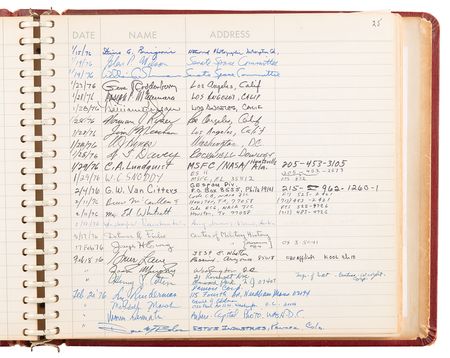 Lot #8431 National Air and Space Museum Signed Guestbook with Lindbergh, Aldrin, Collins, Irwin, Cernan, Sagan, and Roddenberry - Image 10