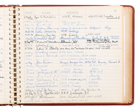Lot #8431 National Air and Space Museum Signed Guestbook with Lindbergh, Aldrin, Collins, Irwin, Cernan, Sagan, and Roddenberry - Image 11