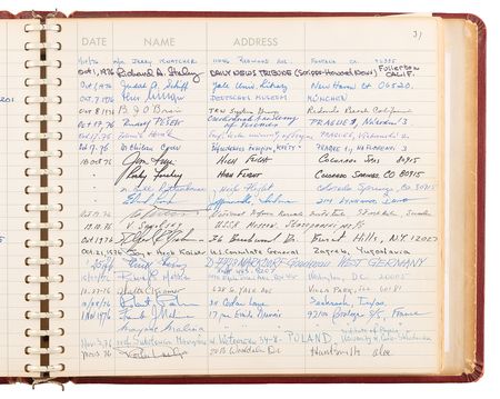 Lot #8431 National Air and Space Museum Signed Guestbook with Lindbergh, Aldrin, Collins, Irwin, Cernan, Sagan, and Roddenberry - Image 13