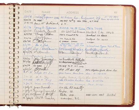 Lot #8431 National Air and Space Museum Signed Guestbook with Lindbergh, Aldrin, Collins, Irwin, Cernan, Sagan, and Roddenberry - Image 16