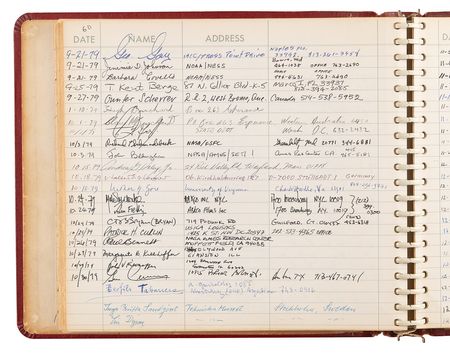 Lot #8431 National Air and Space Museum Signed Guestbook with Lindbergh, Aldrin, Collins, Irwin, Cernan, Sagan, and Roddenberry - Image 17