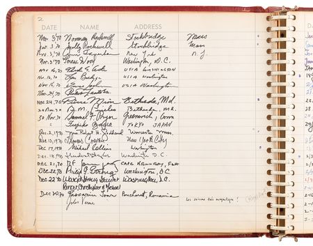 Lot #8431 National Air and Space Museum Signed Guestbook with Lindbergh, Aldrin, Collins, Irwin, Cernan, Sagan, and Roddenberry - Image 3