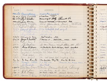Lot #8431 National Air and Space Museum Signed Guestbook with Lindbergh, Aldrin, Collins, Irwin, Cernan, Sagan, and Roddenberry - Image 4