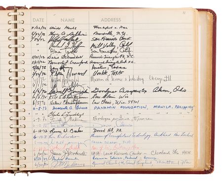 Lot #8431 National Air and Space Museum Signed Guestbook with Lindbergh, Aldrin, Collins, Irwin, Cernan, Sagan, and Roddenberry - Image 5