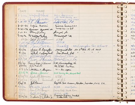 Lot #8431 National Air and Space Museum Signed Guestbook with Lindbergh, Aldrin, Collins, Irwin, Cernan, Sagan, and Roddenberry - Image 6