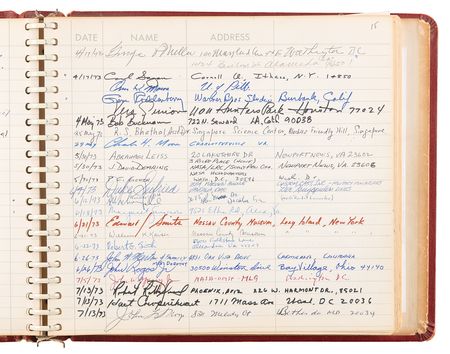 Lot #8431 National Air and Space Museum Signed Guestbook with Lindbergh, Aldrin, Collins, Irwin, Cernan, Sagan, and Roddenberry - Image 8