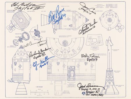 Lot #8438 Apollo and Skylab Astronauts (9) Signed Print - 16˝ x 12˝ - Image 1