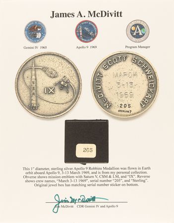 Lot #8156 Apollo 9 Flown Robbins Medallion - From the Personal Collection of Jim McDivitt - Image 4