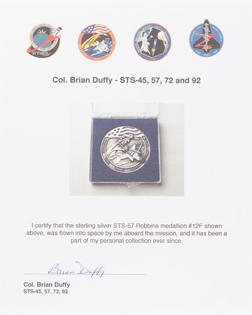 Lot #8536 STS-57 Flown Robbins Medallion - From the Personal Collection of Brian Duffy - Image 4