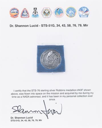 Lot #8537 STS-76 Flown Robbins Medallion - From the Personal Collection of Shannon Lucid - Image 4