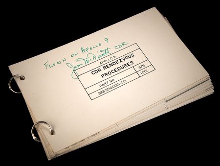Lot #8152 Apollo 9 Flown Lunar Module Rendezvous Procedures Checklist - From the Personal Collection of Jim McDivitt - Image 1