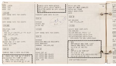 Lot #8152 Apollo 9 Flown Lunar Module Rendezvous Procedures Checklist - From the Personal Collection of Jim McDivitt - Image 14