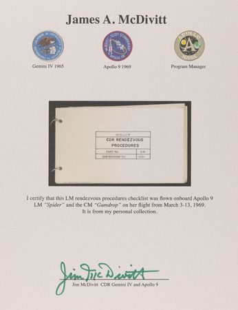 Lot #8152 Apollo 9 Flown Lunar Module Rendezvous Procedures Checklist - From the Personal Collection of Jim McDivitt - Image 21