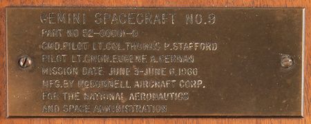 Lot #8079 Gemini 9 Flown Spacecraft ID Plate - From the Personal Collection of Gene Cernan - Image 2