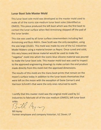 Lot #8479 Apollo Lunar Boot Sole Master Mold (Left, Medium) - Used to Produce Armstrong and Aldrin's Moon Boots - Image 6