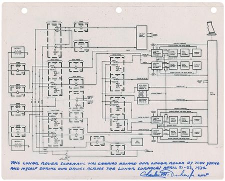 Lot #8368 Apollo 16 Surface-Flown Lunar Rover Electrical Schematic - From the Personal Collection of Charlie Duke - Image 1
