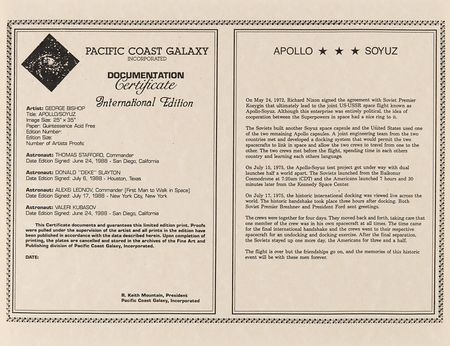 Lot #8531 Apollo-Soyuz (10) Signed Prints - 'Apollo/Soyuz' - Each 35? x 25? - Image 2