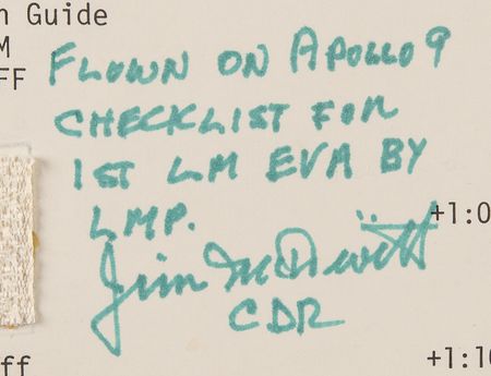 Lot #8155 Apollo 9 Flown EVA and Photography Cue Card Signed by Jim McDivitt - Image 2