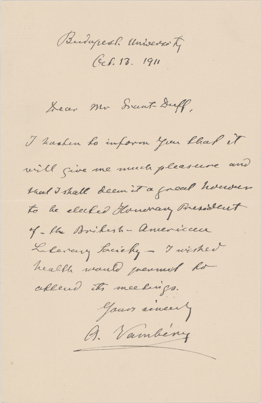 Lot 655 Armin Vambery Autograph Letter Signed