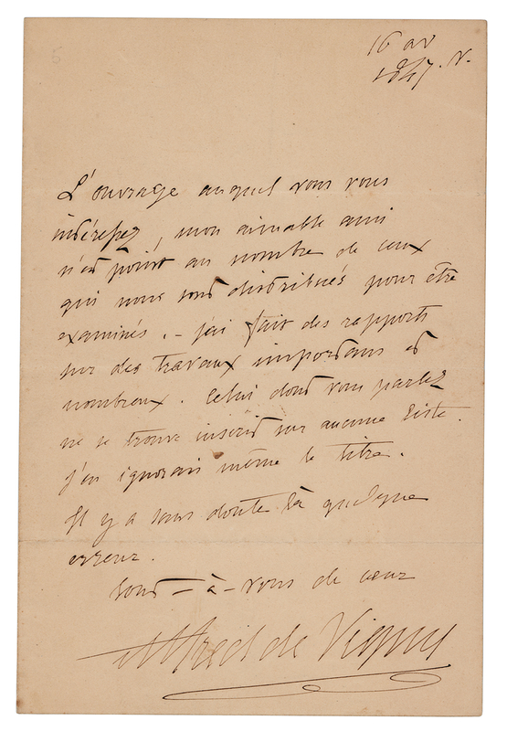 Lot 656 Alfred de Vigny Autograph Letter Signed
