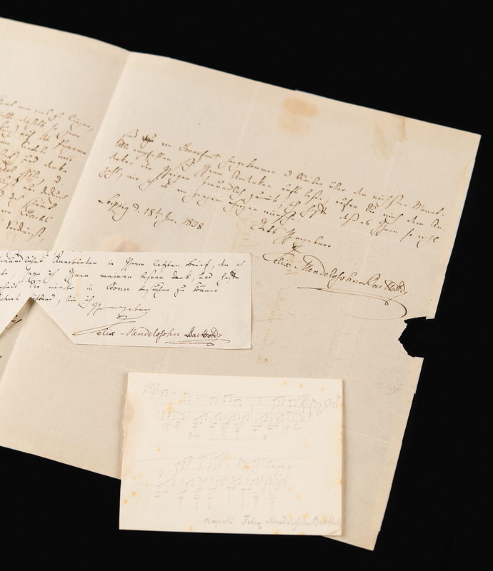 Lot 662 Felix Mendelssohn-Bartholdy Autograph Letter Signed on Performing Bach, Beethoven, and Handel, with AMQ and Partial ALS (Lot of 3): 