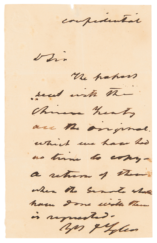 Lot 8 John Tyler Autograph Letter Signed on 