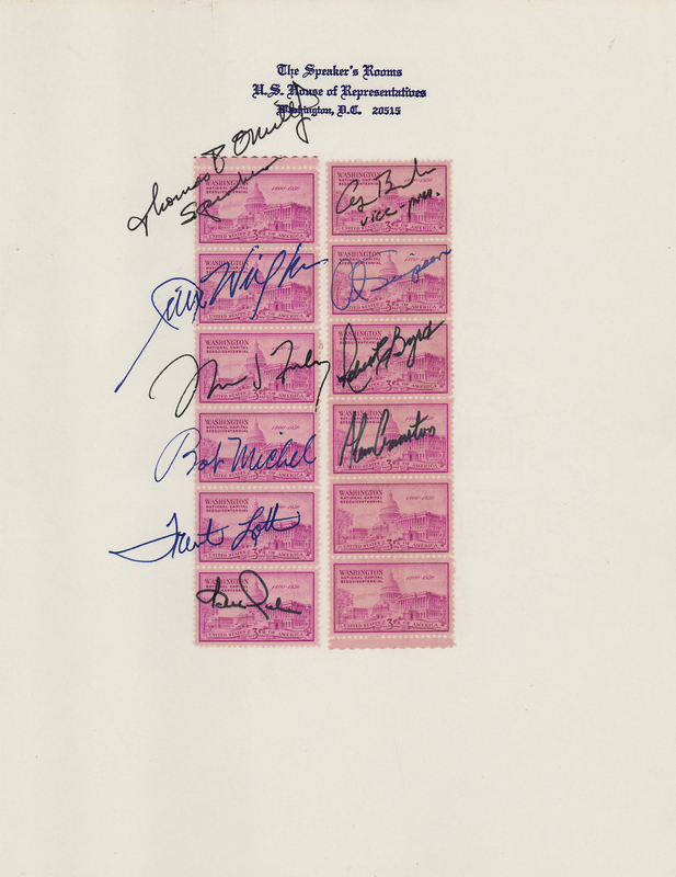 Lot 53 George Bush and Congressional Leaders Signed Stamp Sheet