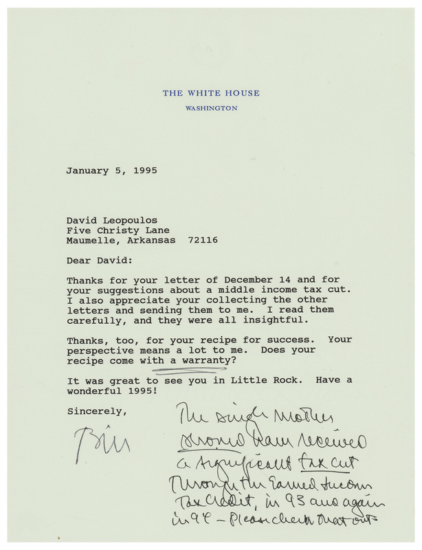 Lot 80 Bill Clinton Typed Letter Signed as President on a 