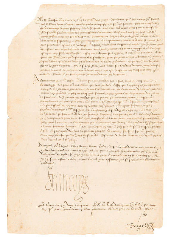 Lot 243 King Francis I Letter Signed