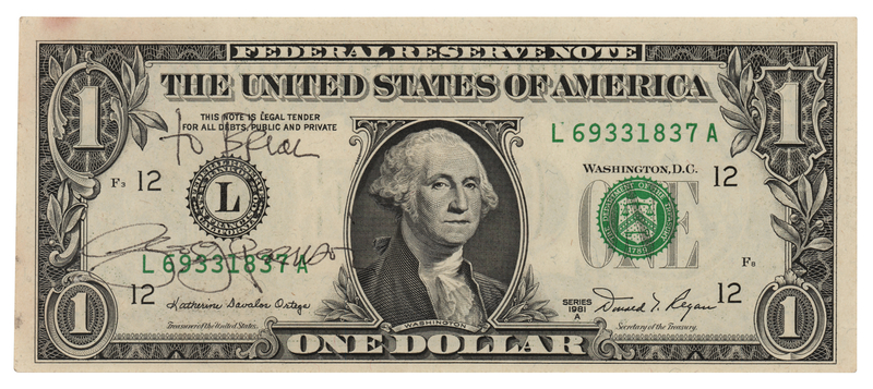 Lot 741 Beatles: George Harrison Signed $1 Dollar Bill