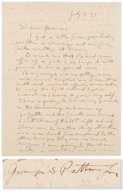 Lot 445 George S. Patton World War I-Dated Autograph Letter Signed: 