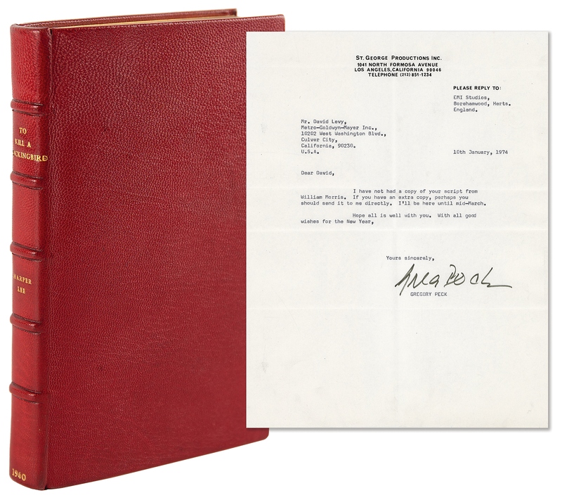 Lot 642 Harper Lee: First UK Edition of To Kill a Mockingbird, with Typed Letter Signed by Gregory Peck