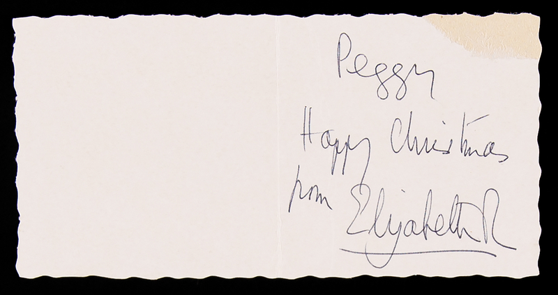 Lot 401 Queen Elizabeth II Signed Christmas Gift Tag Presented to Her Royal Dresser