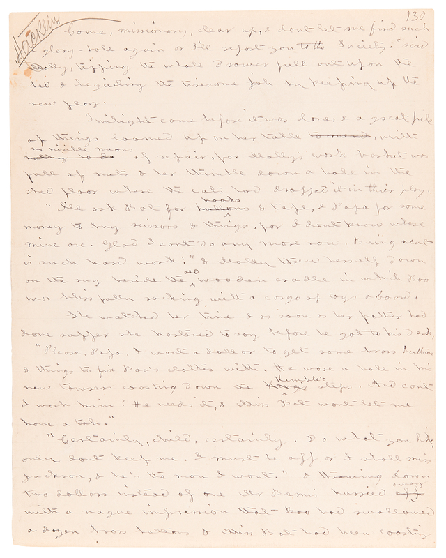 Lot 605 Louisa May Alcott Handwritten Manuscript Page from 'Jack and Jill: A Village Story'