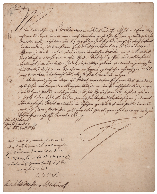 Lot 335 Frederick the Great Letter Signed