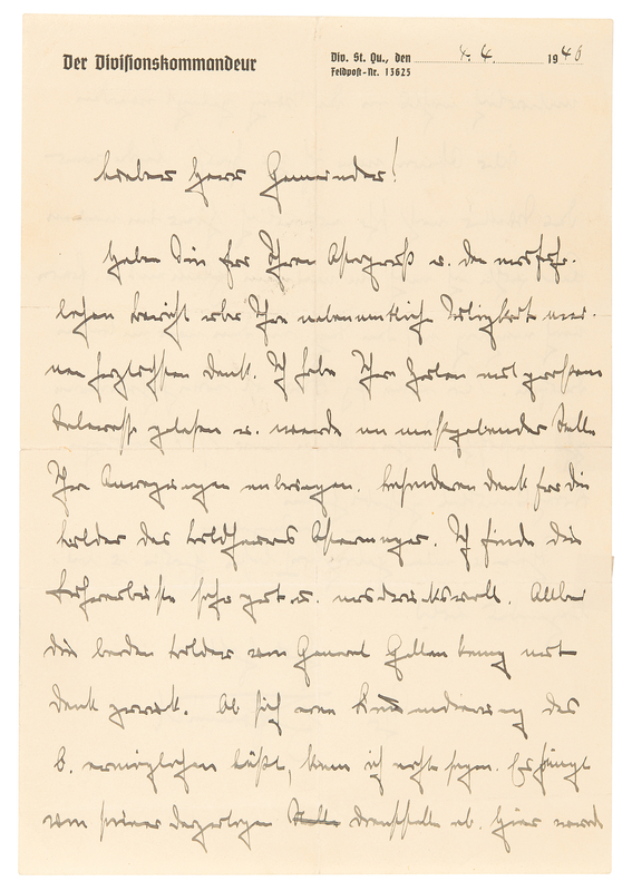 Erwin Rommel World War II-Dated Autograph Letter Signed, Preparing to