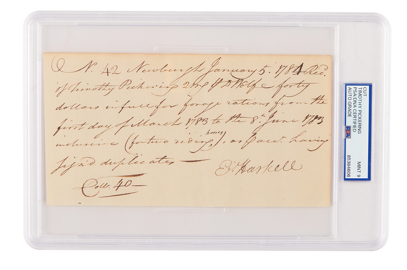 Lot 390 Timothy Pickering Autograph Document Signed - PSA MINT 9