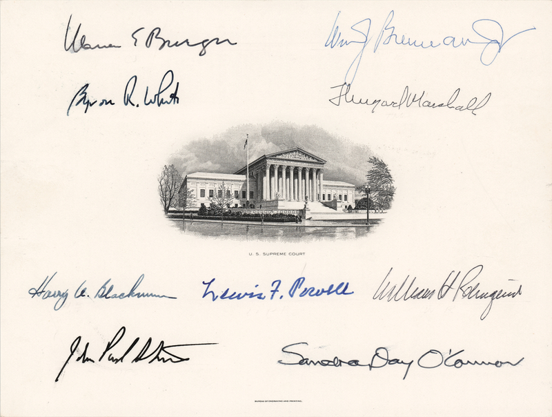 Lot 422 Supreme Court Justices (8) Signed Engraving