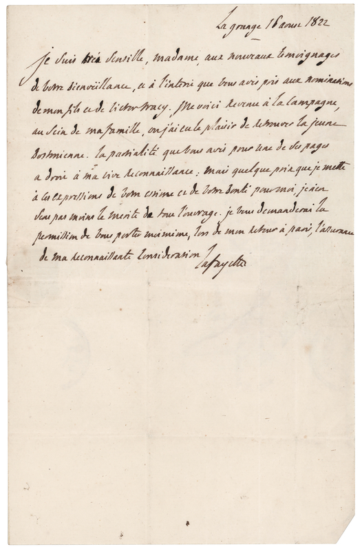Lot 442 Marquis de Lafayette Autograph Letter Signed