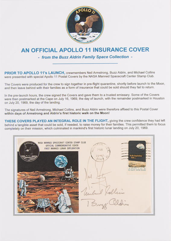 Lot 503 Apollo 11 Crew-Signed 'Type 1' Insurance Cover - From the Buzz Aldrin Family Space Collection
