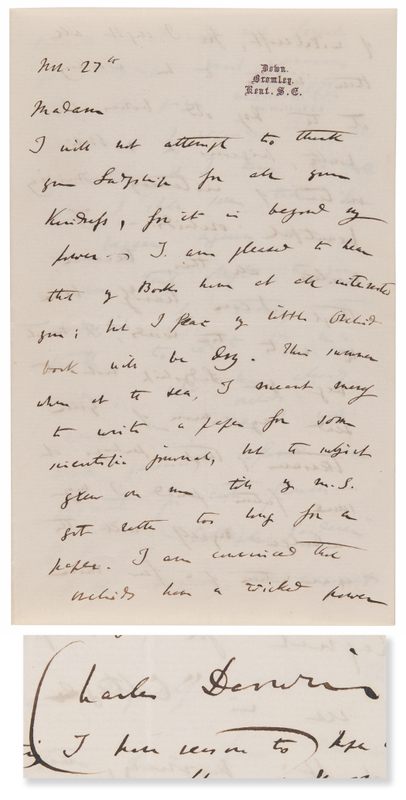 Lot 275 Charles Darwin Autorgaph Letter Signed on His Horticultural Studies: 