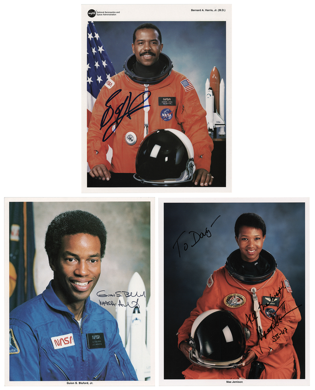 Lot 538 Black Astronaut Pioneers (3) Signed Photographs - Jemison, Bluford, and Harris