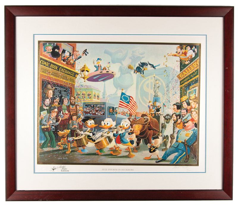 Lot 596 Carl Barks Signed Lithograph - 'July Fourth in Duckburg' (Ltd. Ed. #73/100)
