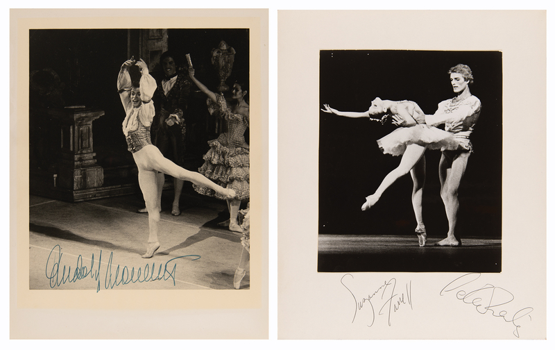 Lot 837 Ballet (2) Signed Photographs: Rudolf Nureyev, Suzanne Farrell, and Peter Martins