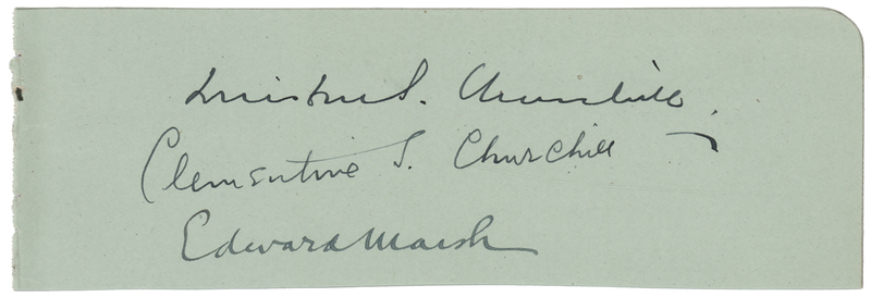 Lot 328 Winston and Clementine Churchill Signatures
