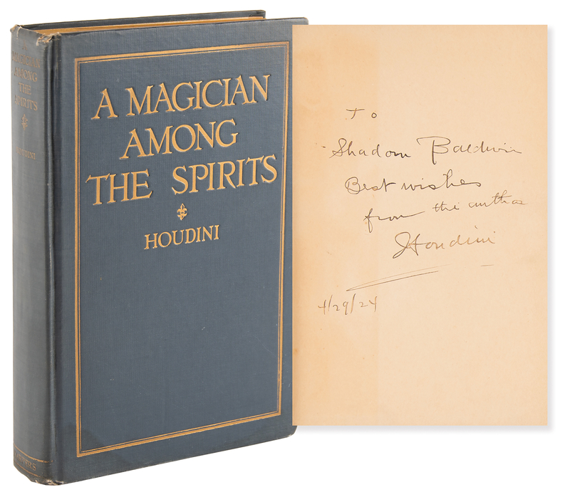 Lot 808 Harry Houdini Signed Book - A Magician Among the Spirits, Presented to a Magic Pioneer's Daughter