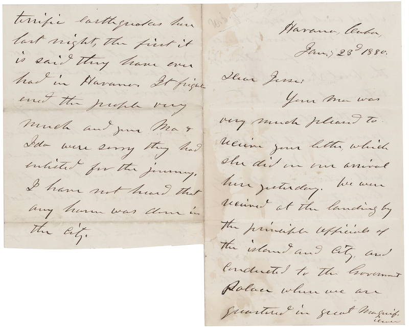 Lot 105 U. S. Grant Handwritten Letter to His Son from Cuba, Reflecting on 