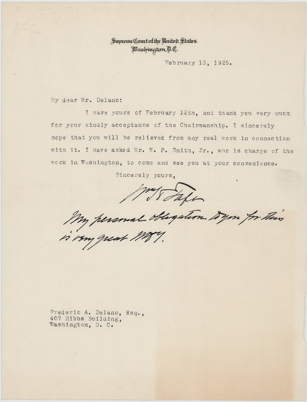 Lot 188 William H. Taft Typed Letter Signed