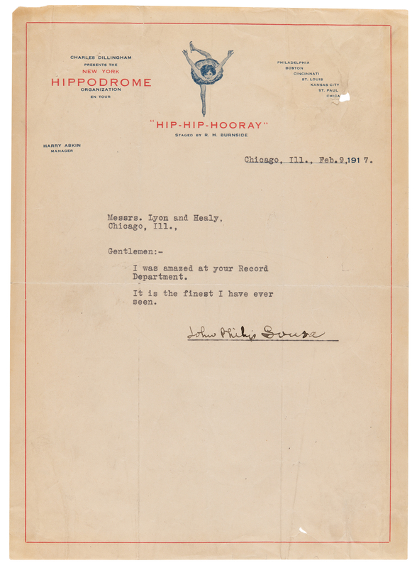 Lot 730 John Philip Sousa Typed Letter Signed